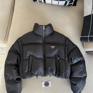 PRADA Re-Nylon Cropped Down Printed Jacket w/Detachable Sleeves Prada Sz 40/US 6